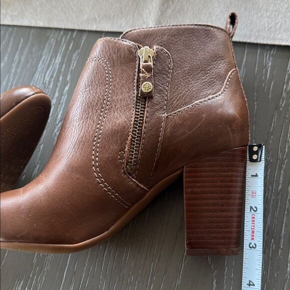 ANTONIO MELANI HARLEN Brown Leather Ankle Boots Block Heel Versatile Size 6 EUC - Picture 7 of 12